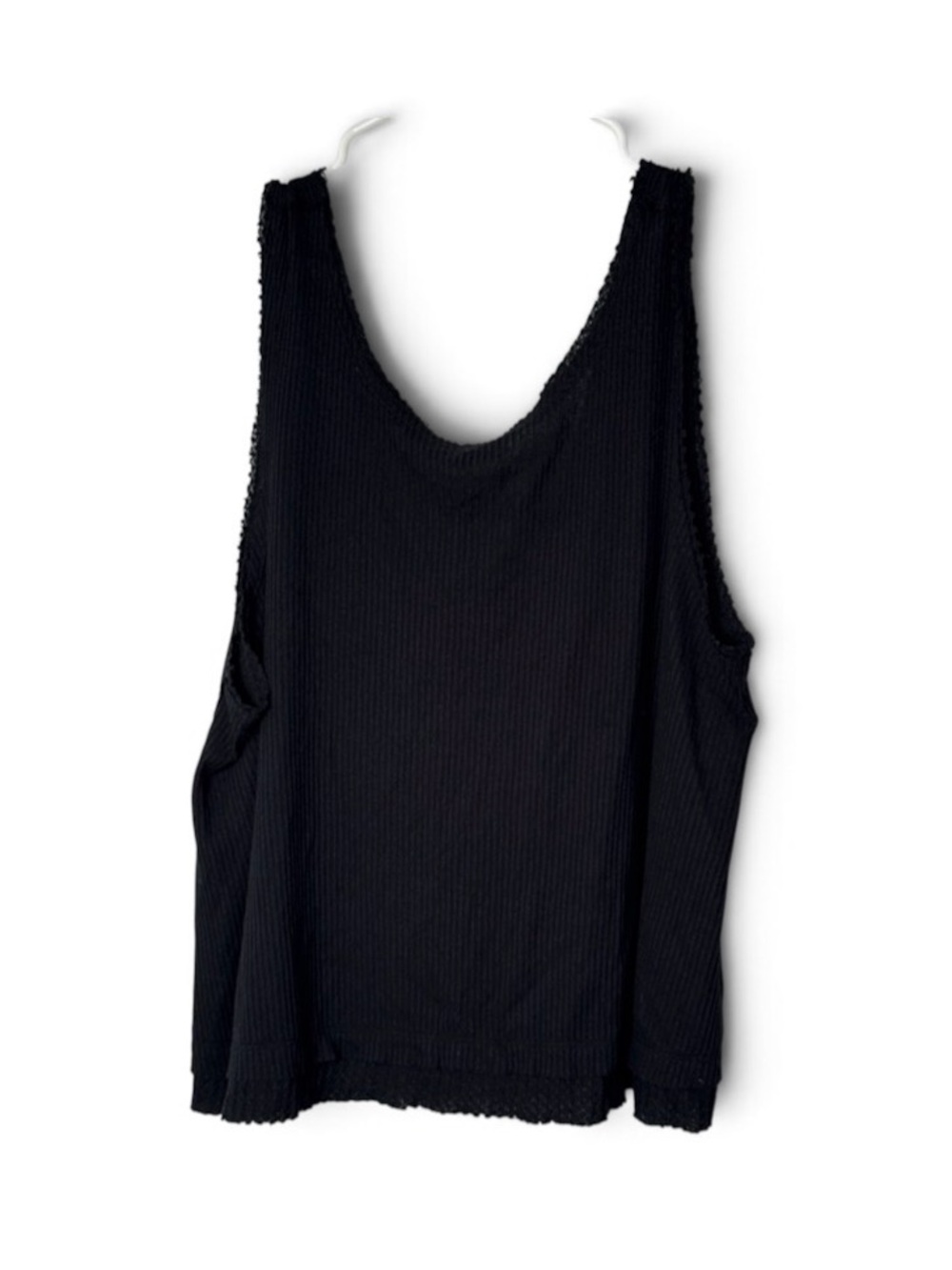 We The Free People New Love Raw Hem Tank Top Medium Black Ribbed Cropped Boho